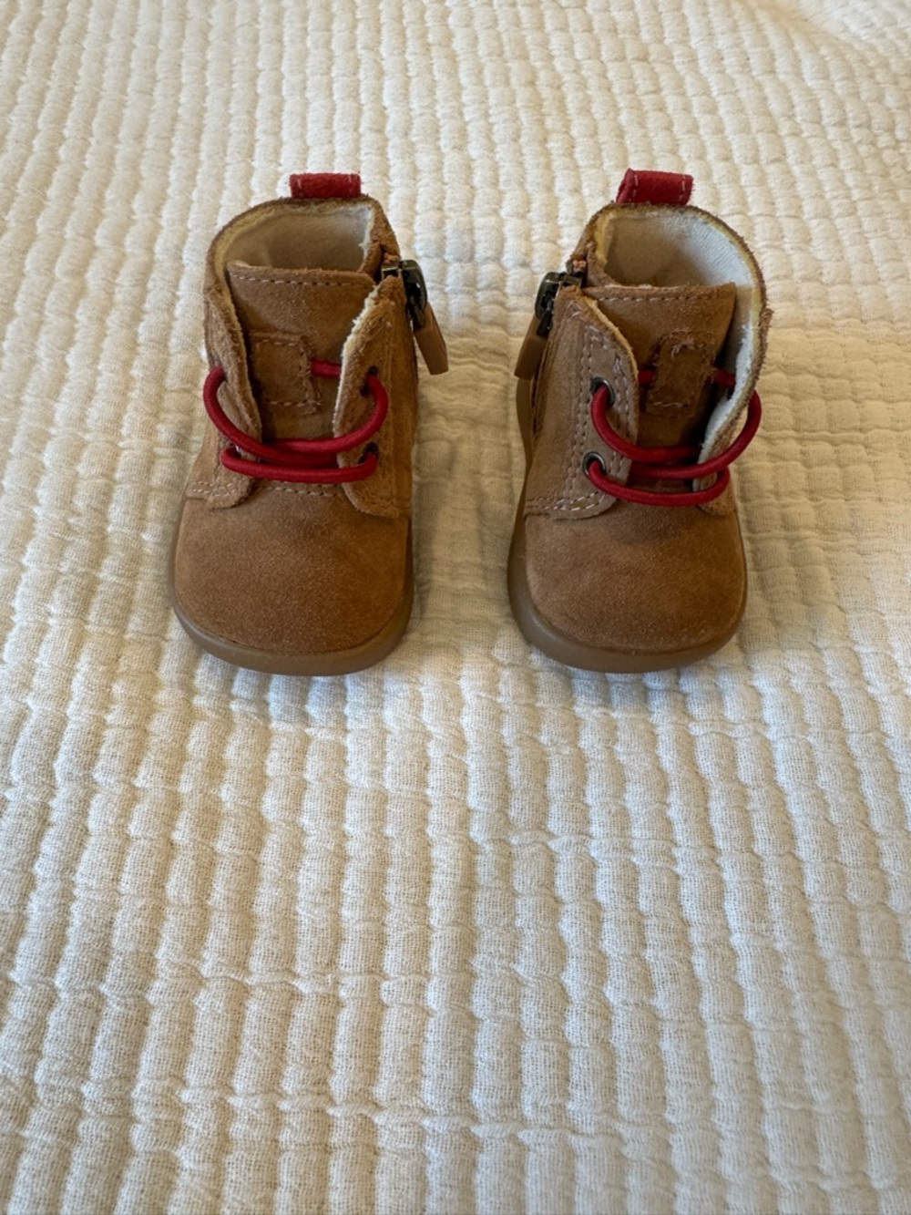 UGG Toddler Brown Suede Boots with Red Laces